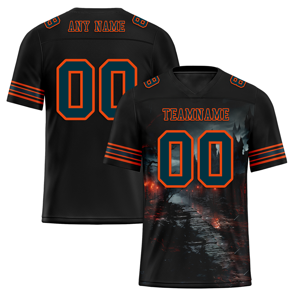 Custom Black Skull Fashion Black Personalized Authentic Football Jersey FBJ02-bc0fbb0