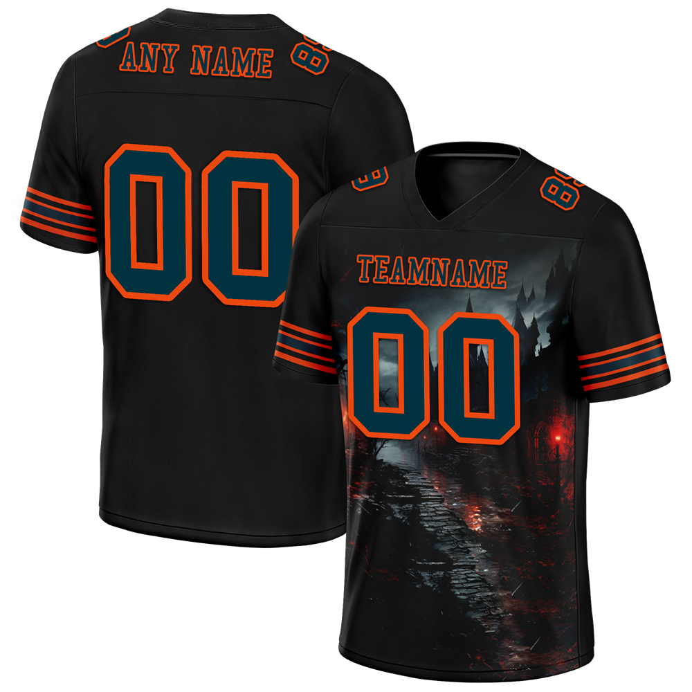 Custom Black Skull Fashion Black Personalized Authentic Football Jersey FBJ02-bc0fbb0