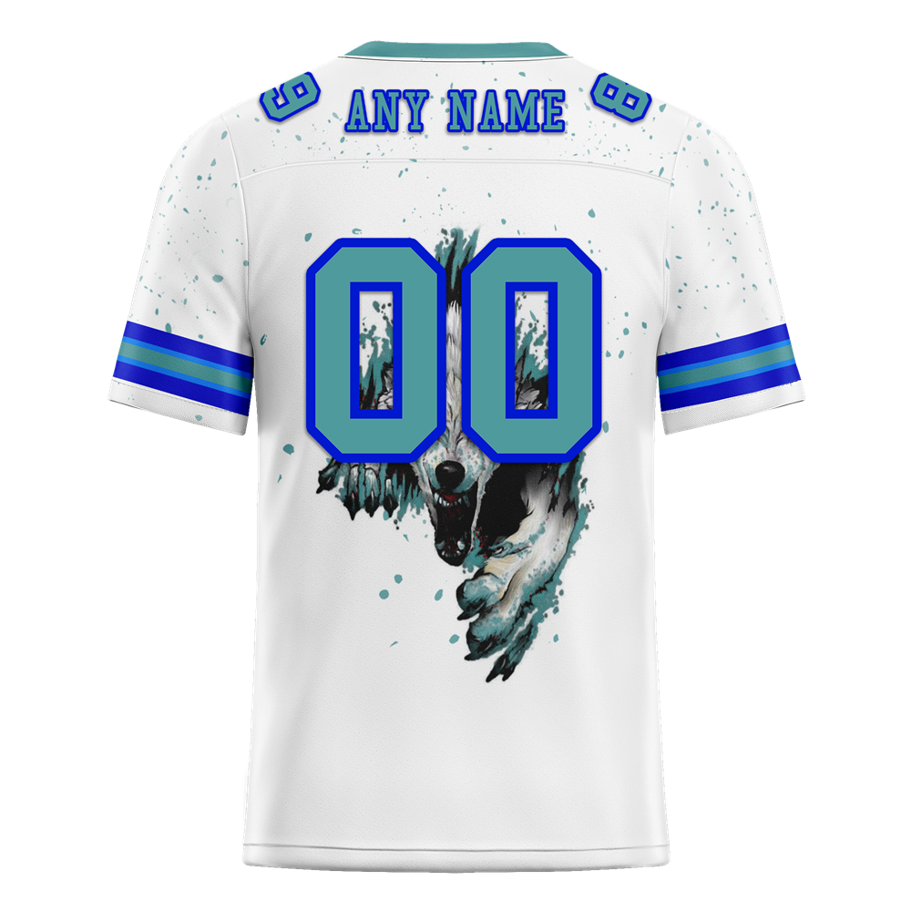 Custom White Skull Fashion Aqua Personalized Authentic Football Jersey FBJ02-bc0fbba