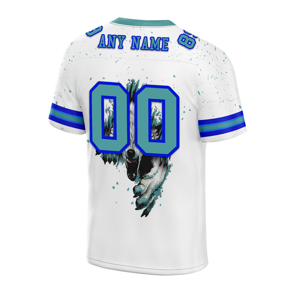 Custom White Skull Fashion Aqua Personalized Authentic Football Jersey FBJ02-bc0fbba
