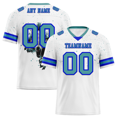 Custom White Skull Fashion Aqua Personalized Authentic Football Jersey FBJ02-bc0fbba