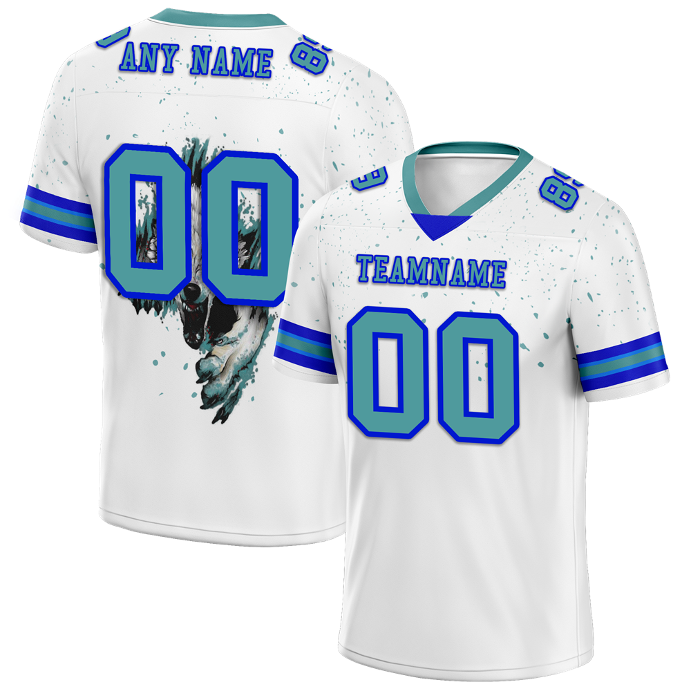 Custom White Skull Fashion Aqua Personalized Authentic Football Jersey FBJ02-bc0fbba