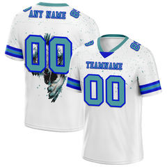 Custom White Skull Fashion Aqua Personalized Authentic Football Jersey FBJ02-bc0fbba