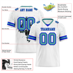 Custom White Skull Fashion Aqua Personalized Authentic Football Jersey FBJ02-bc0fbba