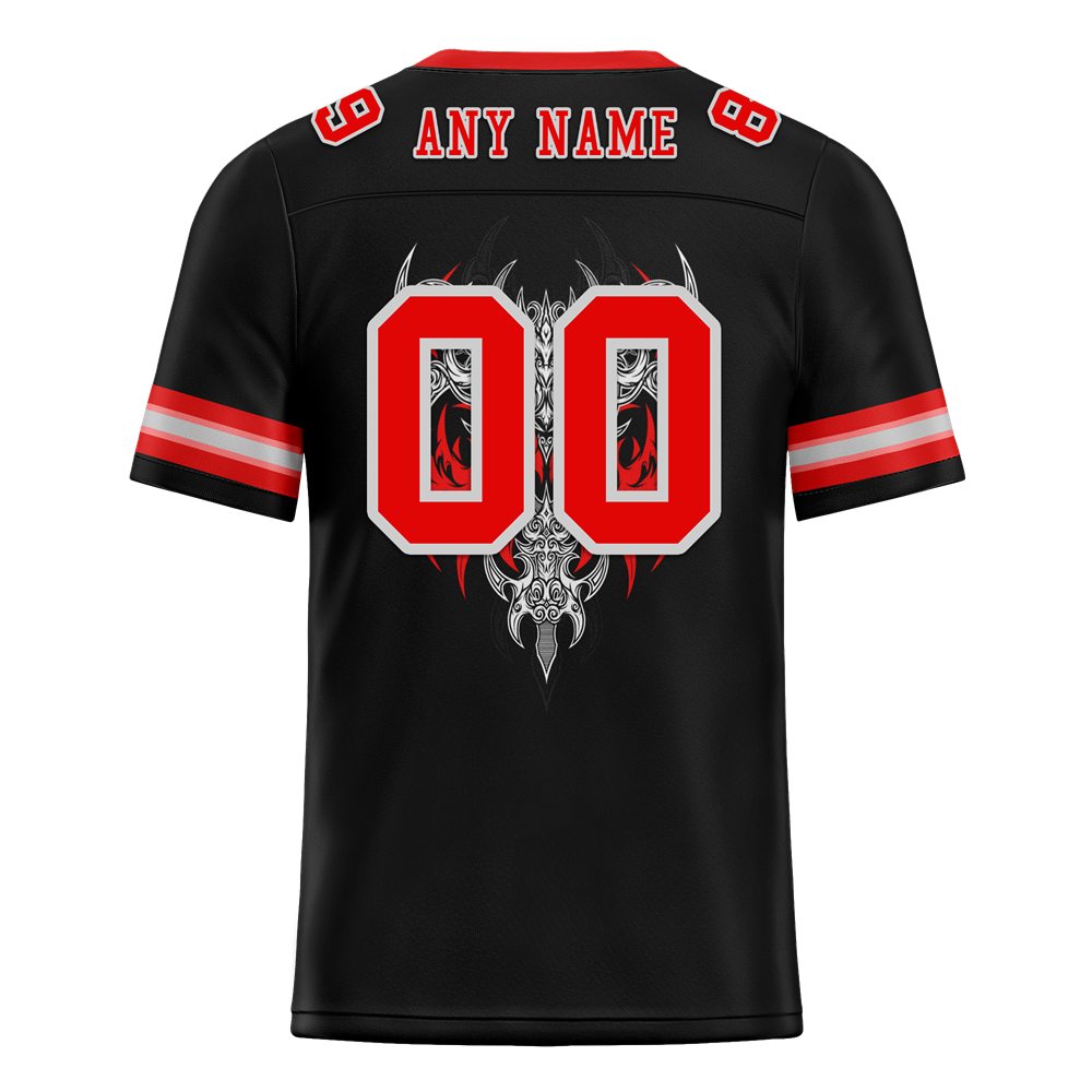 Custom Black Skull Fashion Red Personalized Authentic Football Jersey FBJ02-bc0fbbc