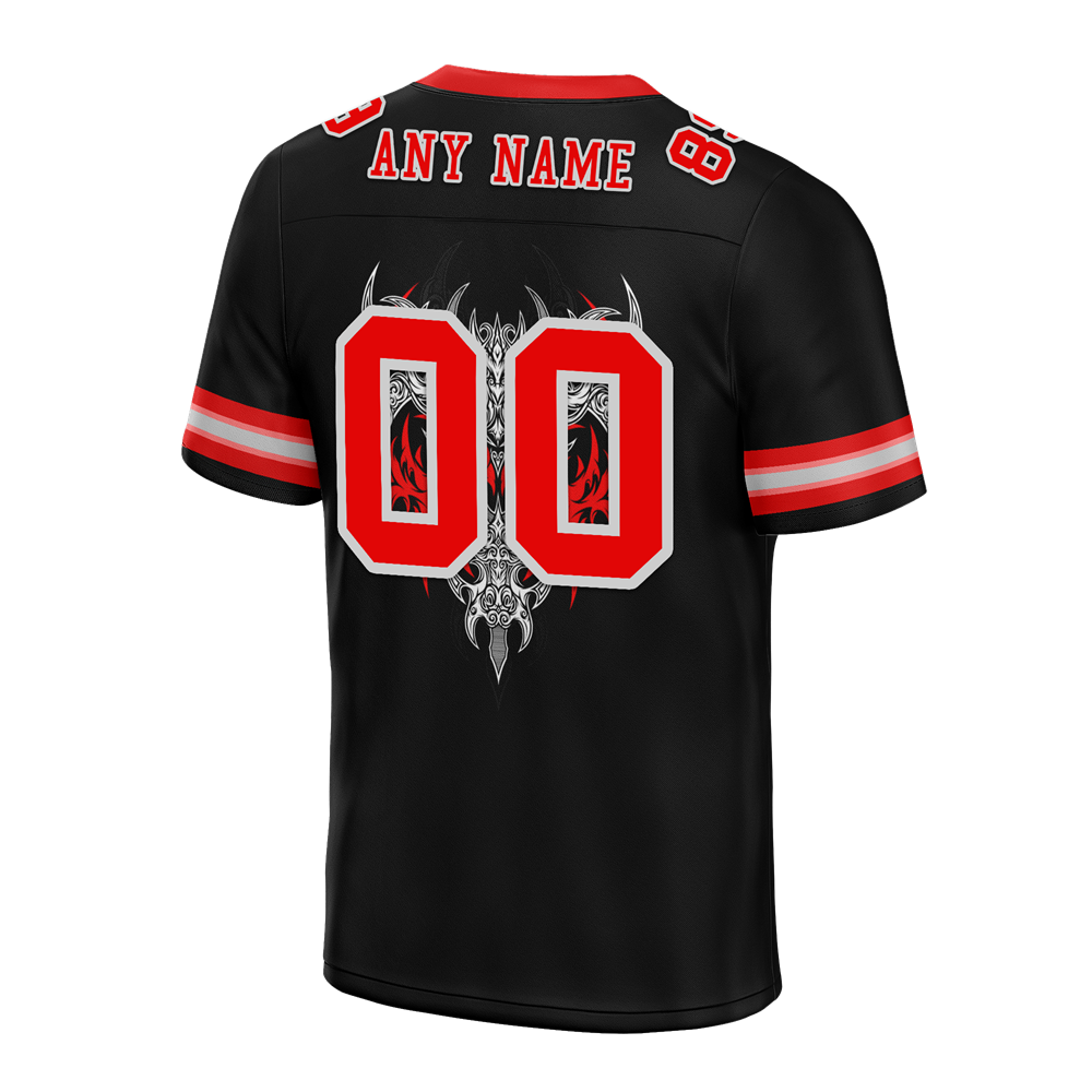 Custom Black Skull Fashion Red Personalized Authentic Football Jersey FBJ02-bc0fbbc