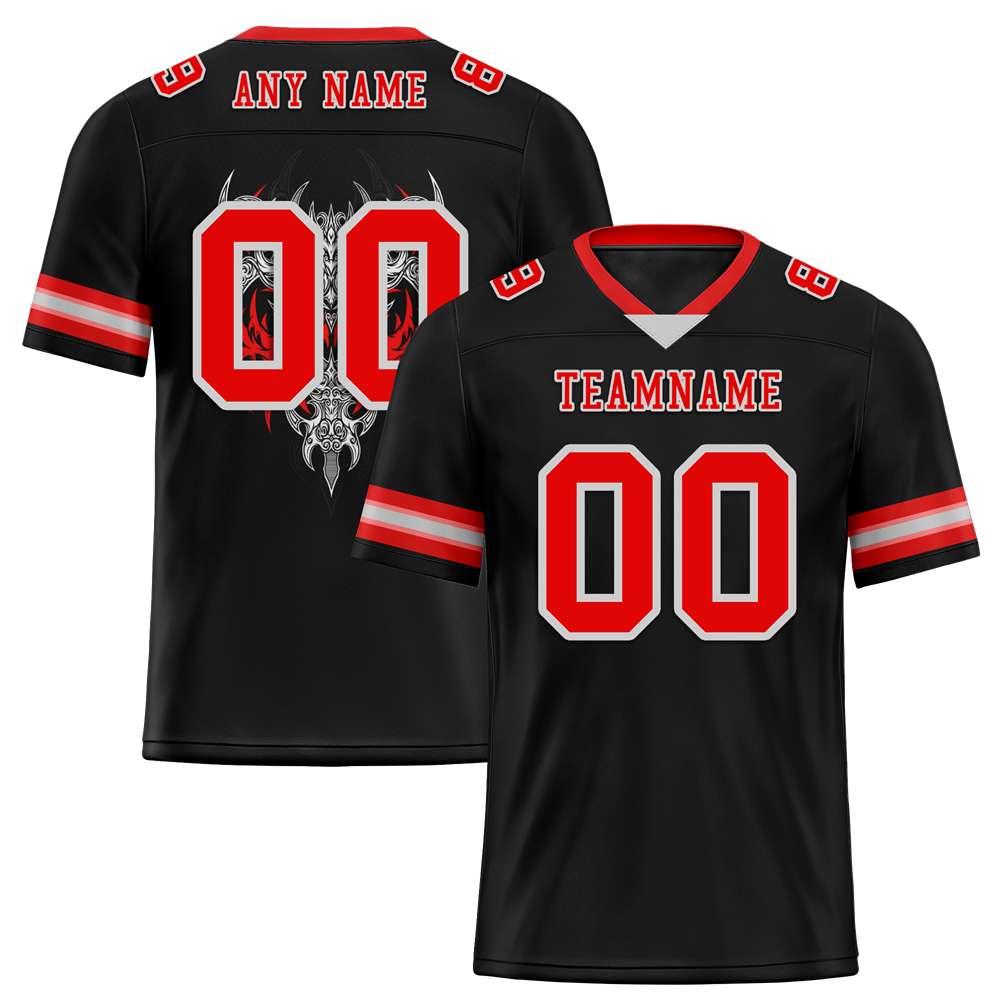 Custom Black Skull Fashion Red Personalized Authentic Football Jersey FBJ02-bc0fbbc