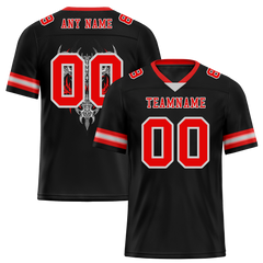 Custom Black Skull Fashion Red Personalized Authentic Football Jersey FBJ02-bc0fbbc