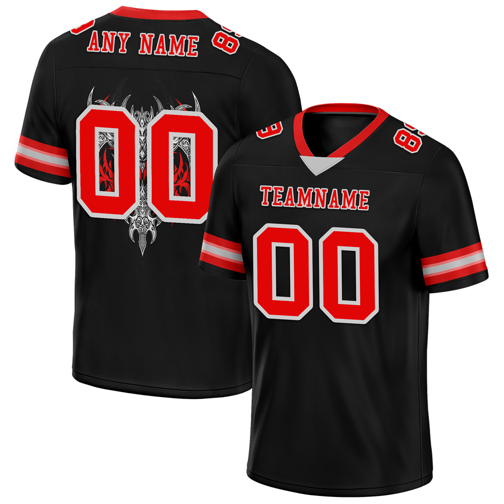 Custom Black Skull Fashion Red Personalized Authentic Football Jersey FBJ02-bc0fbbc