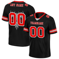 Custom Black Skull Fashion Red Personalized Authentic Football Jersey FBJ02-bc0fbbc