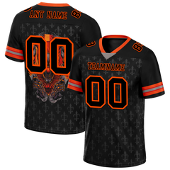 Custom Black Grey Skull Fashion Black Personalized Authentic Football Jersey FBJ02-bc0fbbd