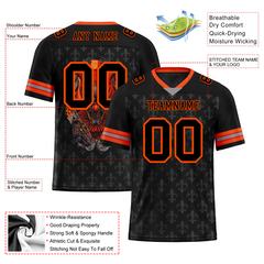 Custom Black Grey Skull Fashion Black Personalized Authentic Football Jersey FBJ02-bc0fbbd