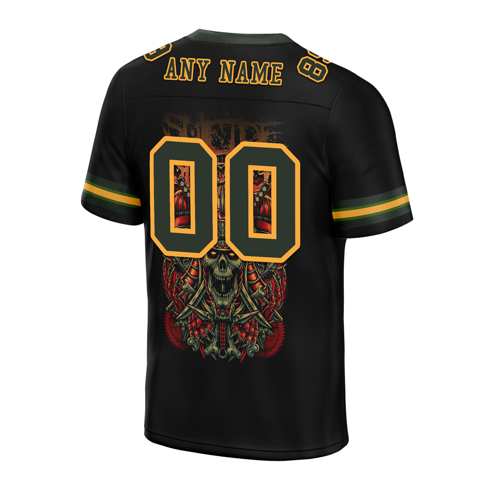 Custom Black Skull Fashion Green Personalized Authentic Football Jersey FBJ02-bc0fbbe