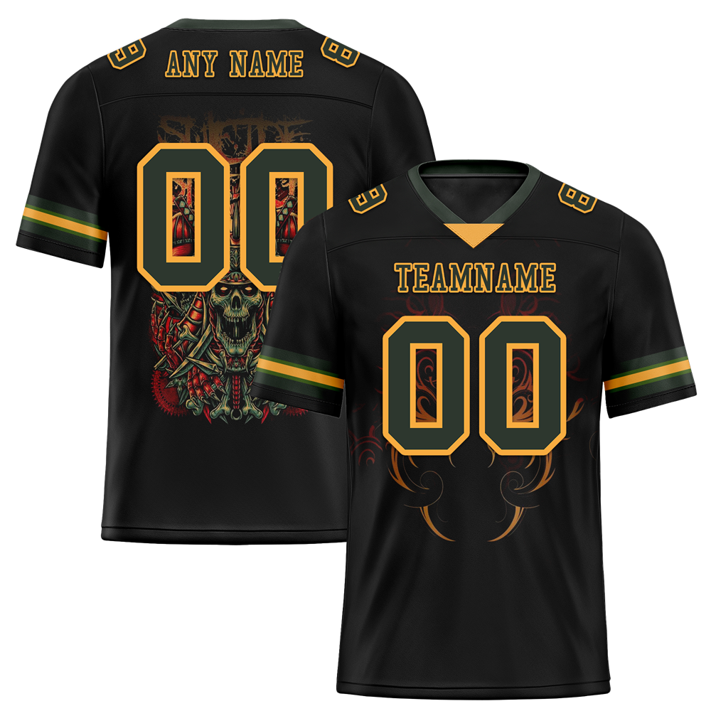 Custom Black Skull Fashion Green Personalized Authentic Football Jersey FBJ02-bc0fbbe