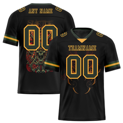 Custom Black Skull Fashion Green Personalized Authentic Football Jersey FBJ02-bc0fbbe