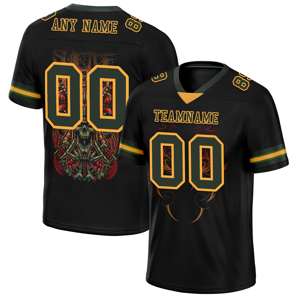Custom Black Skull Fashion Green Personalized Authentic Football Jersey FBJ02-bc0fbbe