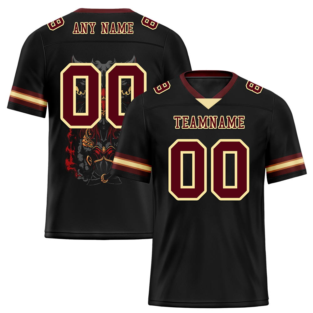 Custom Black Skull Fashion Brown Personalized Authentic Football Jersey FBJ02-bc0fbbf