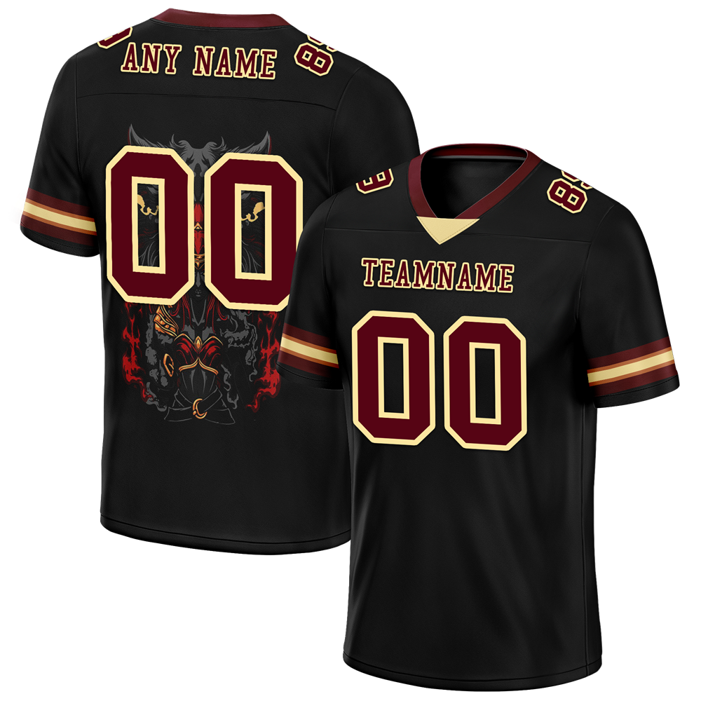 Custom Black Skull Fashion Brown Personalized Authentic Football Jersey FBJ02-bc0fbbf