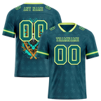 Custom Green Skull Fashion Aqua Personalized Authentic Football Jersey FBJ02-bc0fbb7