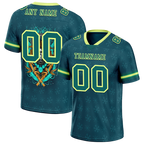 Custom Green Skull Fashion Aqua Personalized Authentic Football Jersey FBJ02-bc0fbb7
