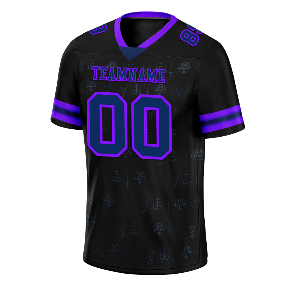 Custom Black Skull Fashion Purple Personalized Authentic Football Jersey FBJ02-bc0fbc0