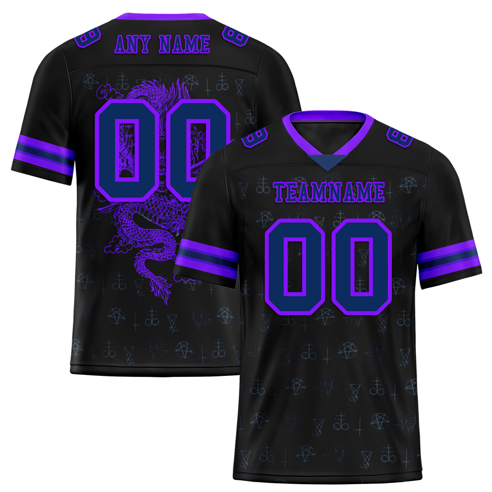 Custom Black Skull Fashion Purple Personalized Authentic Football Jersey FBJ02-bc0fbc0
