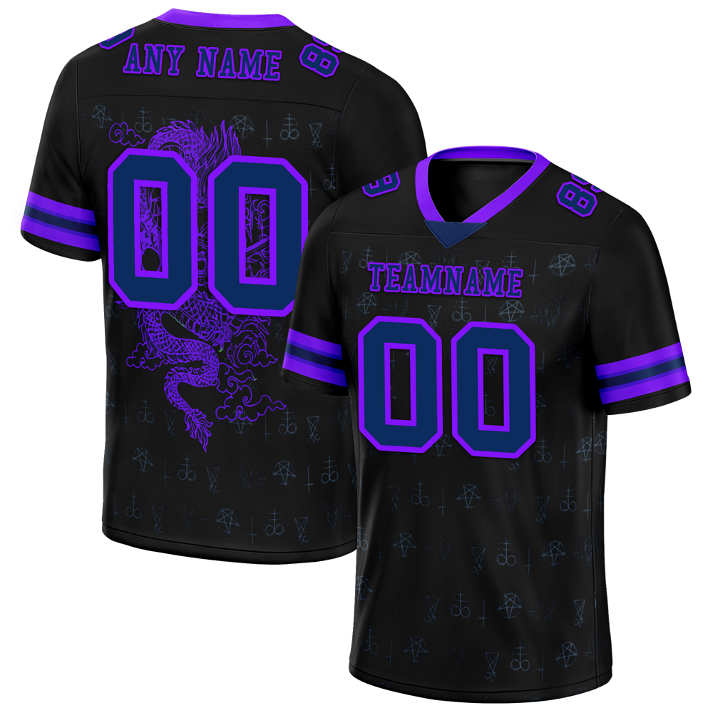 Custom Black Skull Fashion Purple Personalized Authentic Football Jersey FBJ02-bc0fbc0