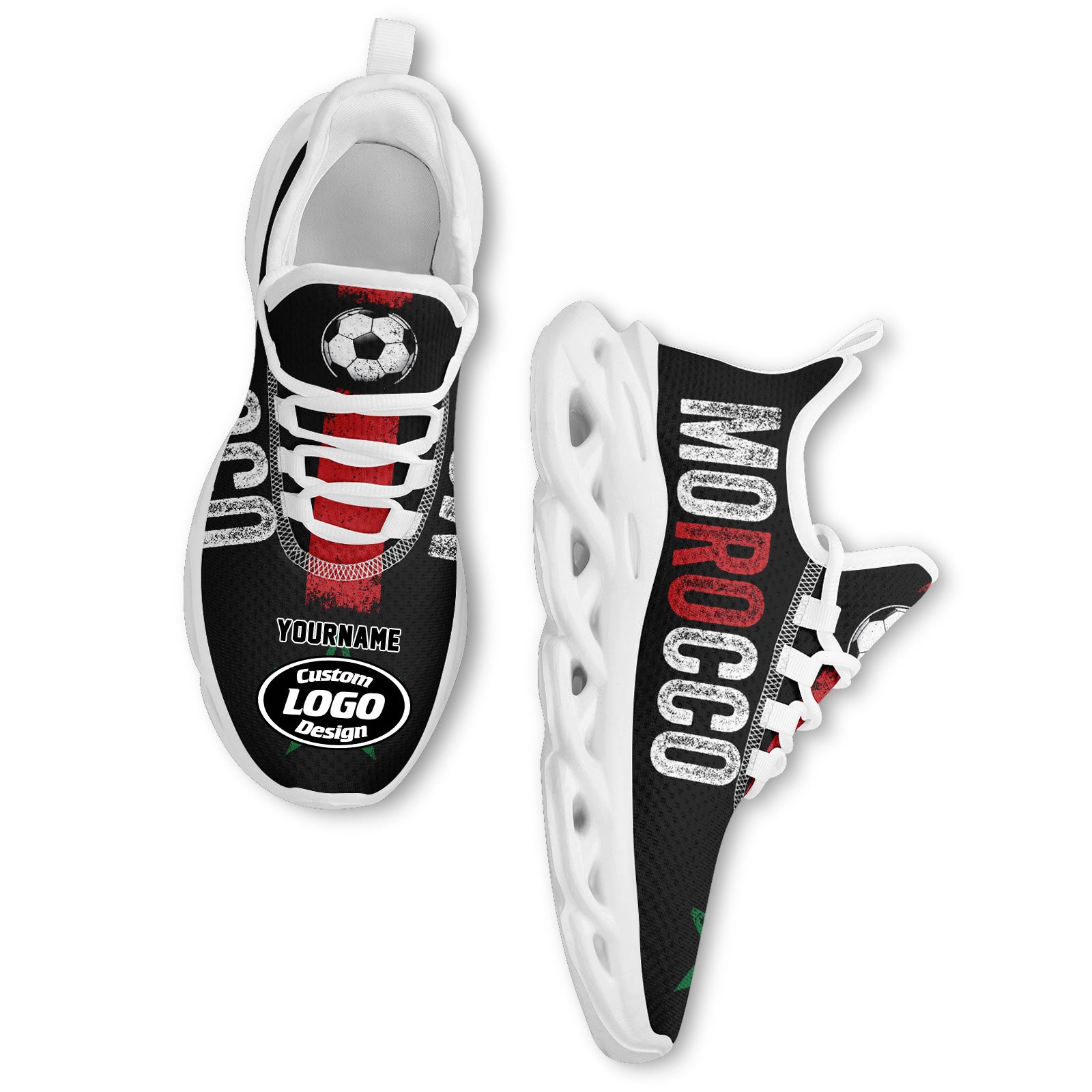 Custom 2026 World Cup Morocco High Quality Soccer Stadium Version Jersey Sneakers Sports Shoes and Hat Combo Offer Personalized Team Name and Logo ZH-F009135-1