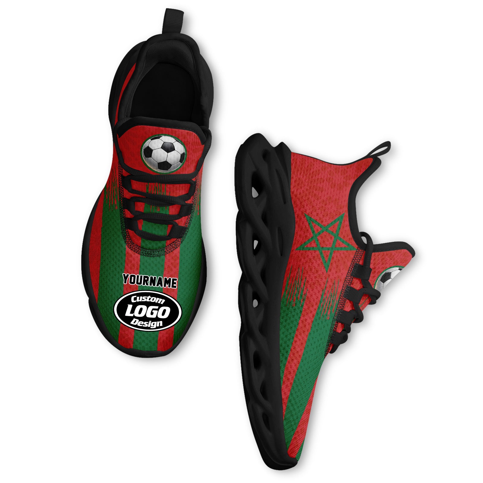 Custom 2026 World Cup Morocco High Quality Soccer Stadium Version Jersey Sneakers Sports Shoes and Hat Combo Offer Personalized Team Name and Logo ZH-F009135-2