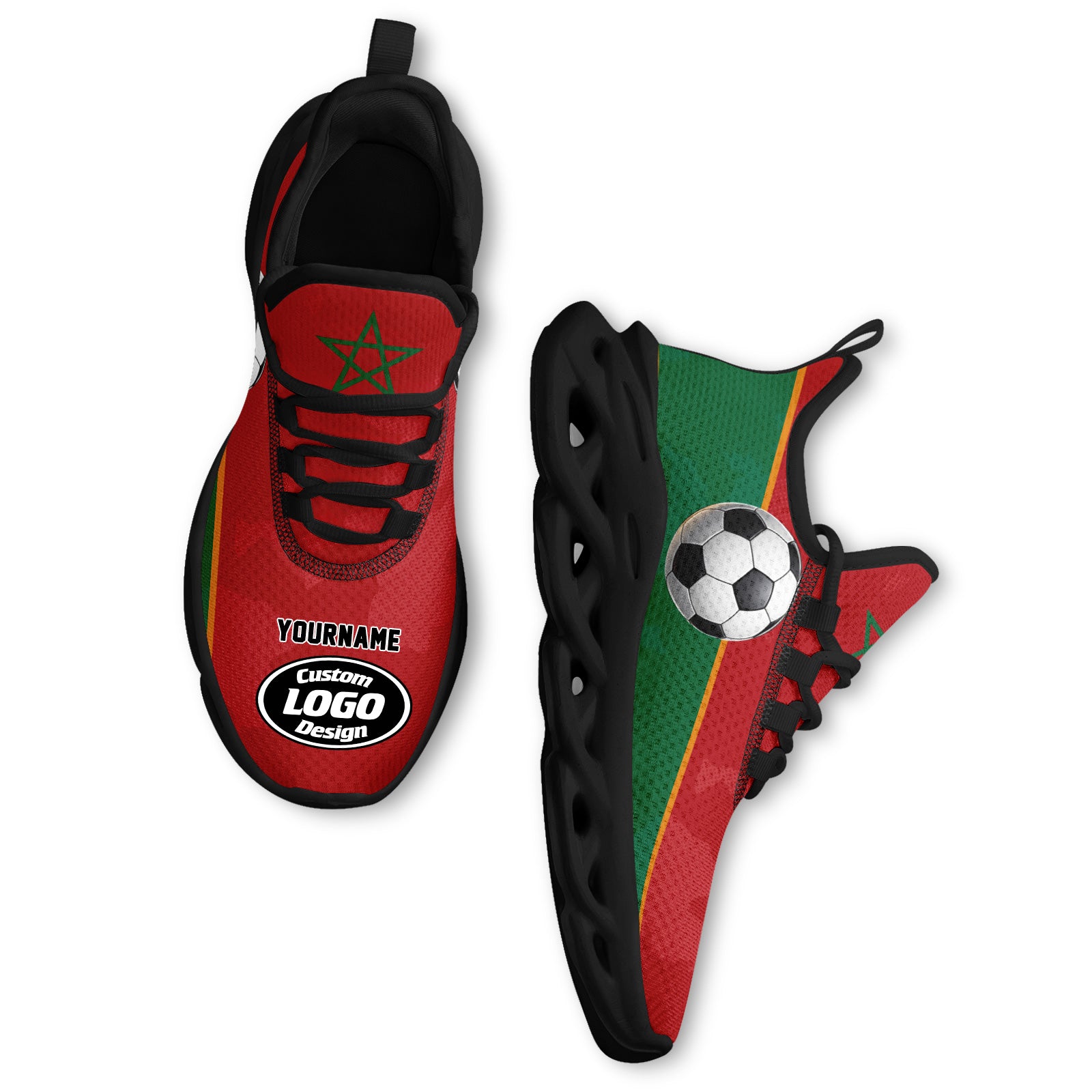 Custom 2026 World Cup Morocco High Quality Soccer Stadium Version Jersey Sneakers Sports Shoes and Hat Combo Offer Personalized Team Name and Logo ZH-F009135-3