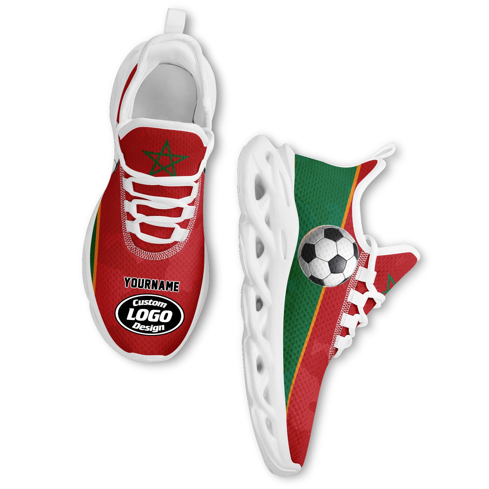 Custom 2026 World Cup Morocco High Quality Soccer Stadium Version Jersey Sneakers Sports Shoes and Hat Combo Offer Personalized Team Name and Logo ZH-F009135-3