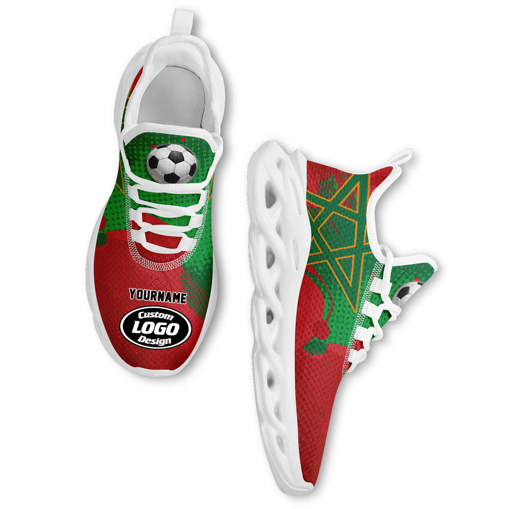 Custom 2026 World Cup Morocco High Quality Soccer Stadium Version Jersey Sneakers Sports Shoes and Hat Combo Offer Personalized Team Name and Logo ZH-F009135-4