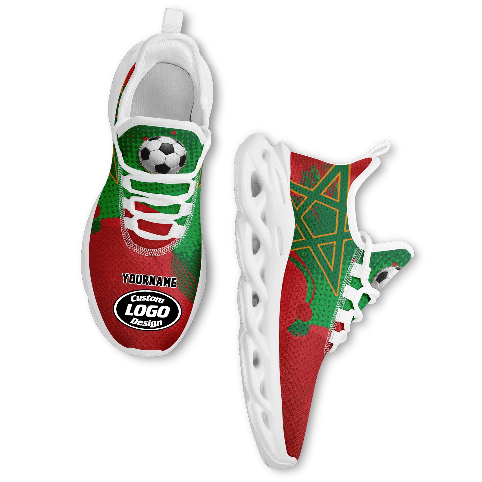 Custom 2026 World Cup Morocco High Quality Soccer Stadium Version Jersey Sneakers Sports Shoes and Hat Combo Offer Personalized Team Name and Logo ZH-F009135-4