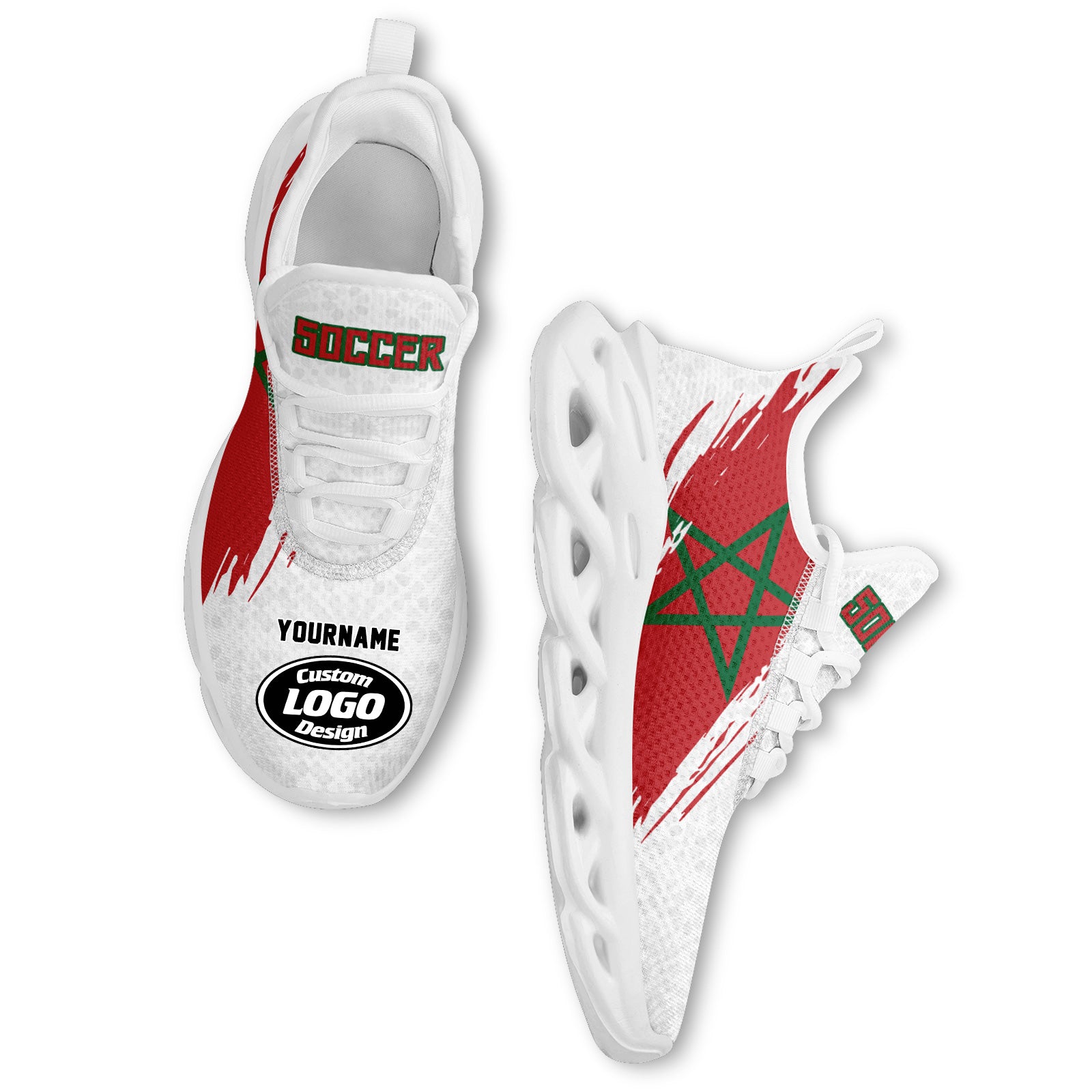 Custom 2026 World Cup Morocco High Quality Soccer Stadium Version Jersey Sneakers Sports Shoes and Hat Combo Offer Personalized Team Name and Logo ZH-F009135-5