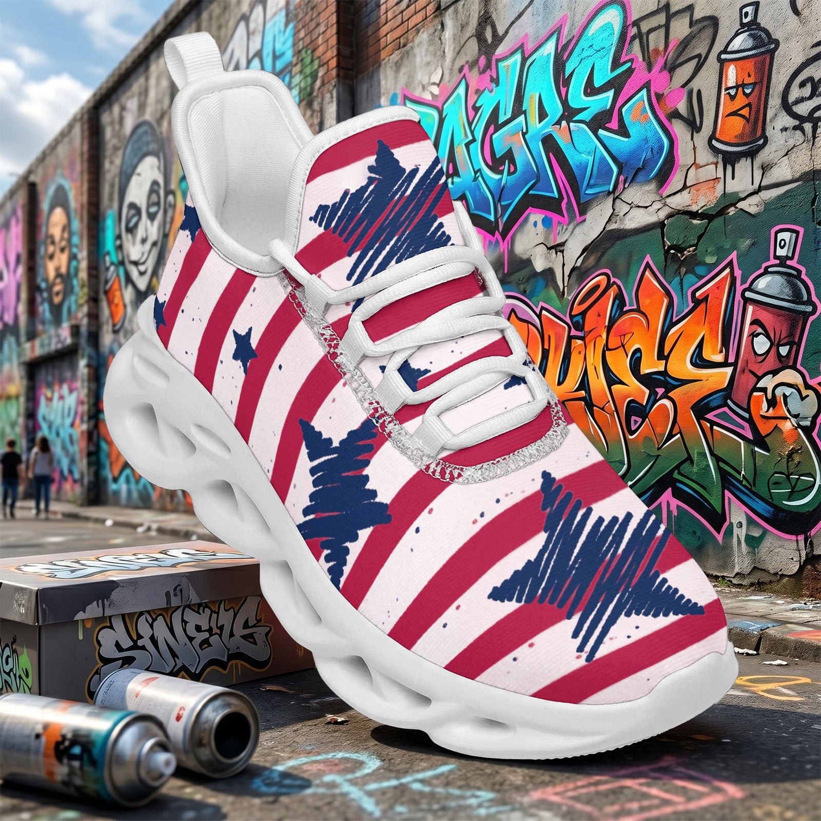 Custom United States 2026 World Cup Sneakers DIY Country Flag Running Shoes Lightweight Sport Shoes Gift for Football Fans Personalized Team Name and Logo FN003-F009144-12