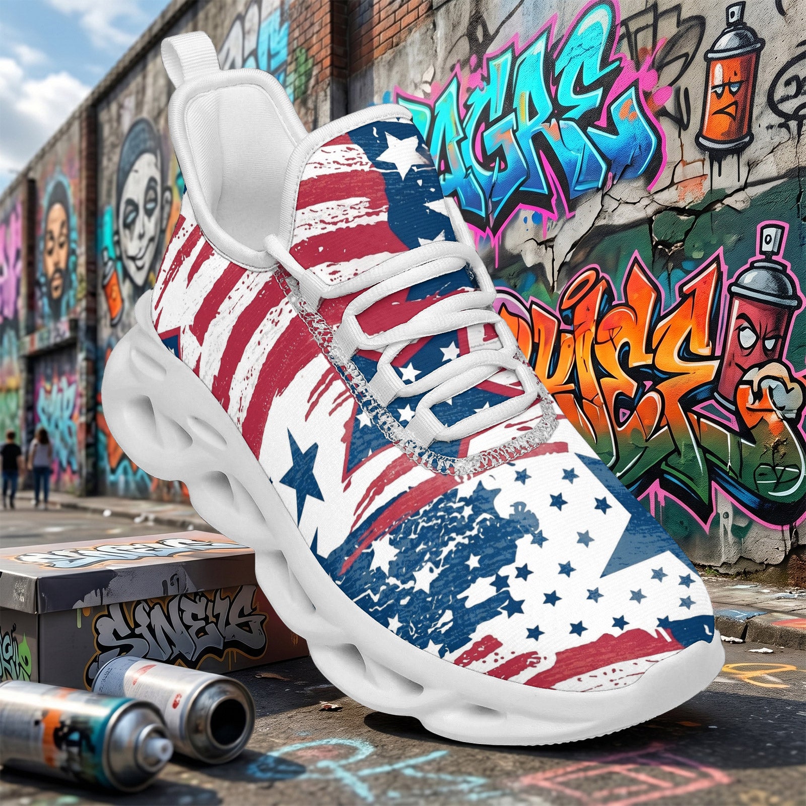 Custom United States 2026 World Cup Sneakers DIY Country Flag Running Shoes Lightweight Sport Shoes Gift for Football Fans Personalized Team Name and Logo FN003-F009144-15