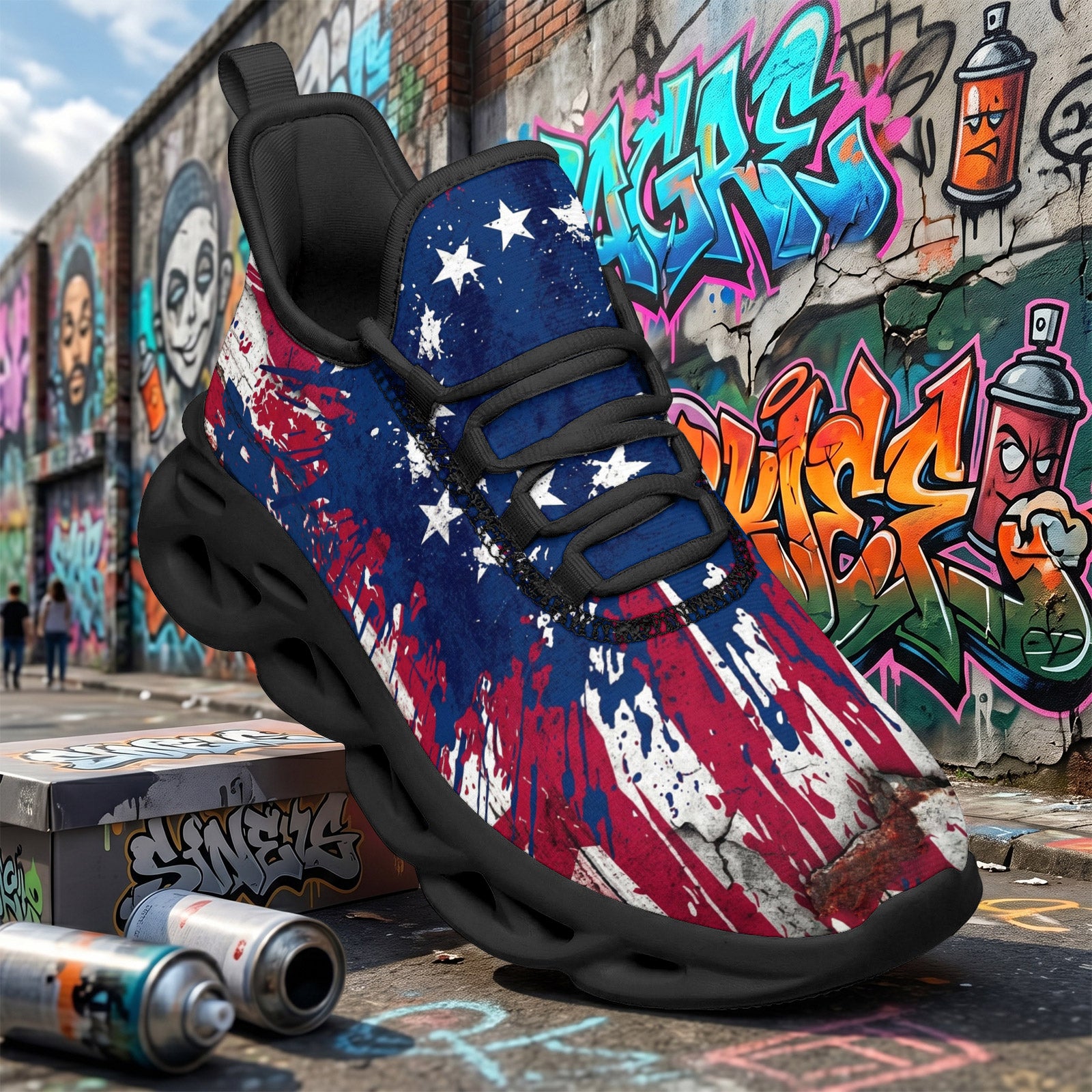 Custom United States 2026 World Cup Sneakers DIY Country Flag Running Shoes Lightweight Sport Shoes Gift for Football Fans Personalized Team Name and Logo FN003-F009144-3