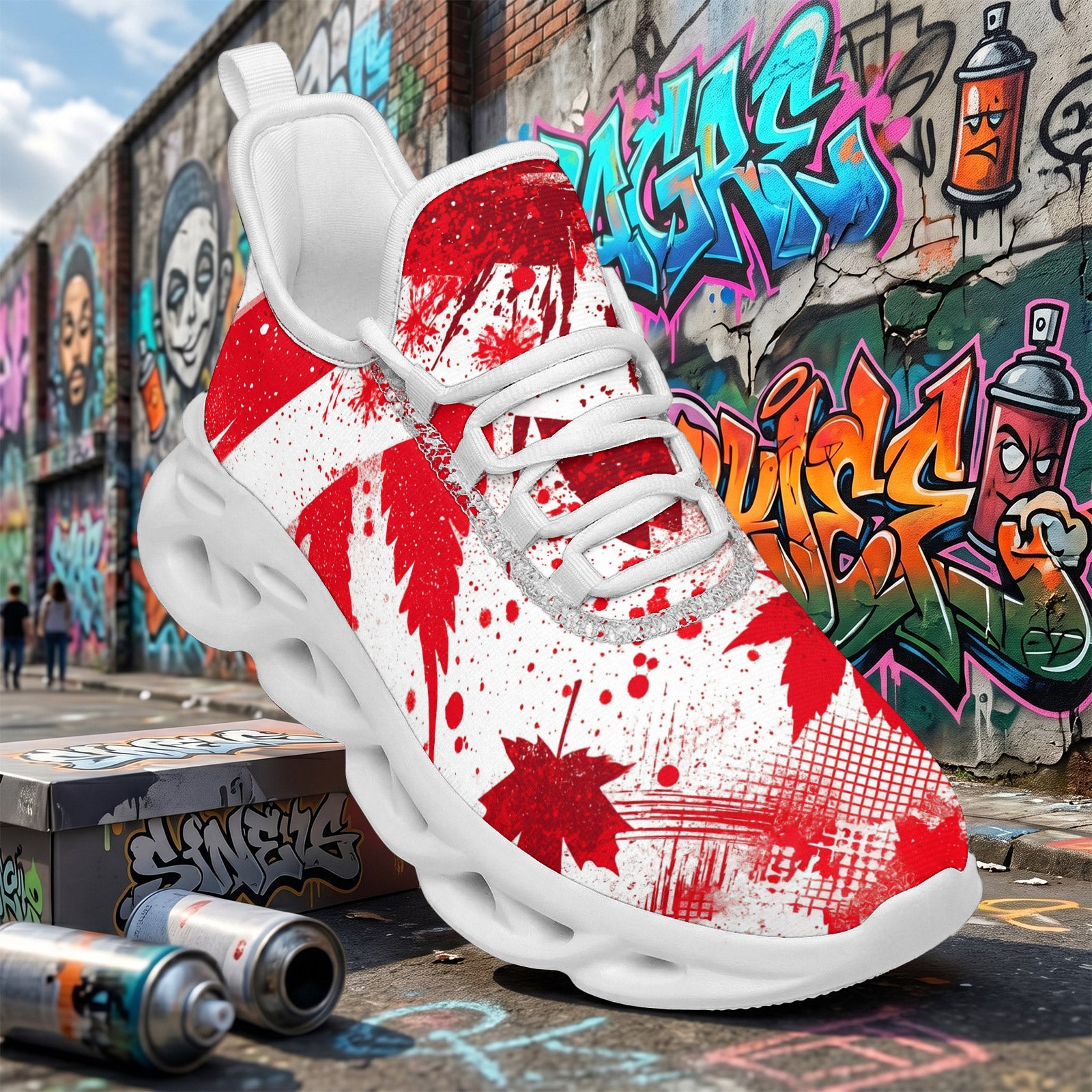 Custom Canada 2026 World Cup Sneakers DIY Country Flag Running Shoes Lightweight Sport Shoes Gift for Football Fans Personalized Team Name and Logo FN003-F009145-9