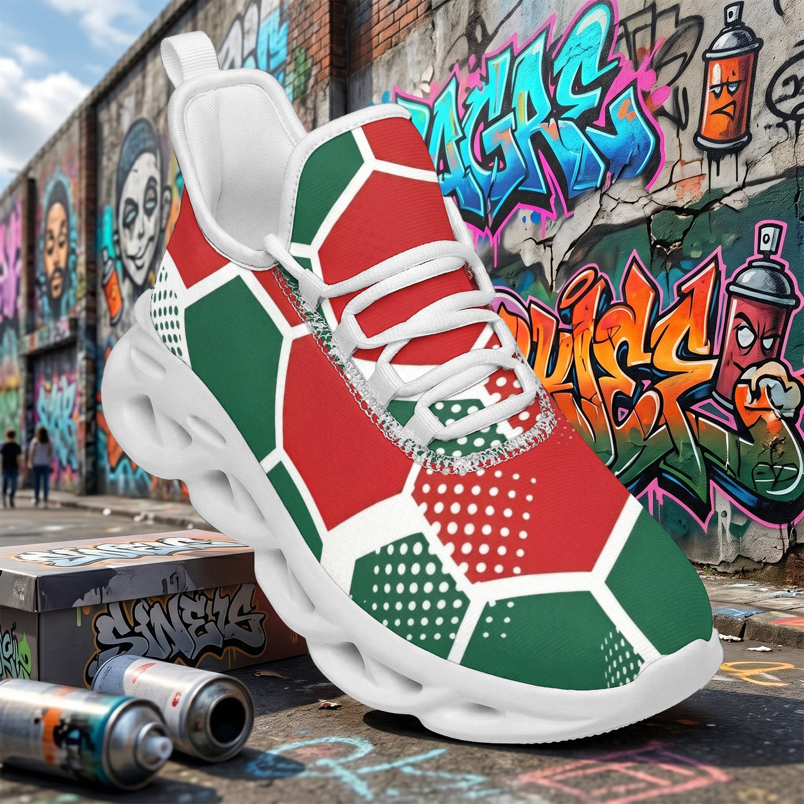Custom Mexico 2026 World Cup Sneakers DIY Country Flag Running Shoes Lightweight Sport Shoes Gift for Football Fans Personalized Team Name and Logo FN003-F009147-1