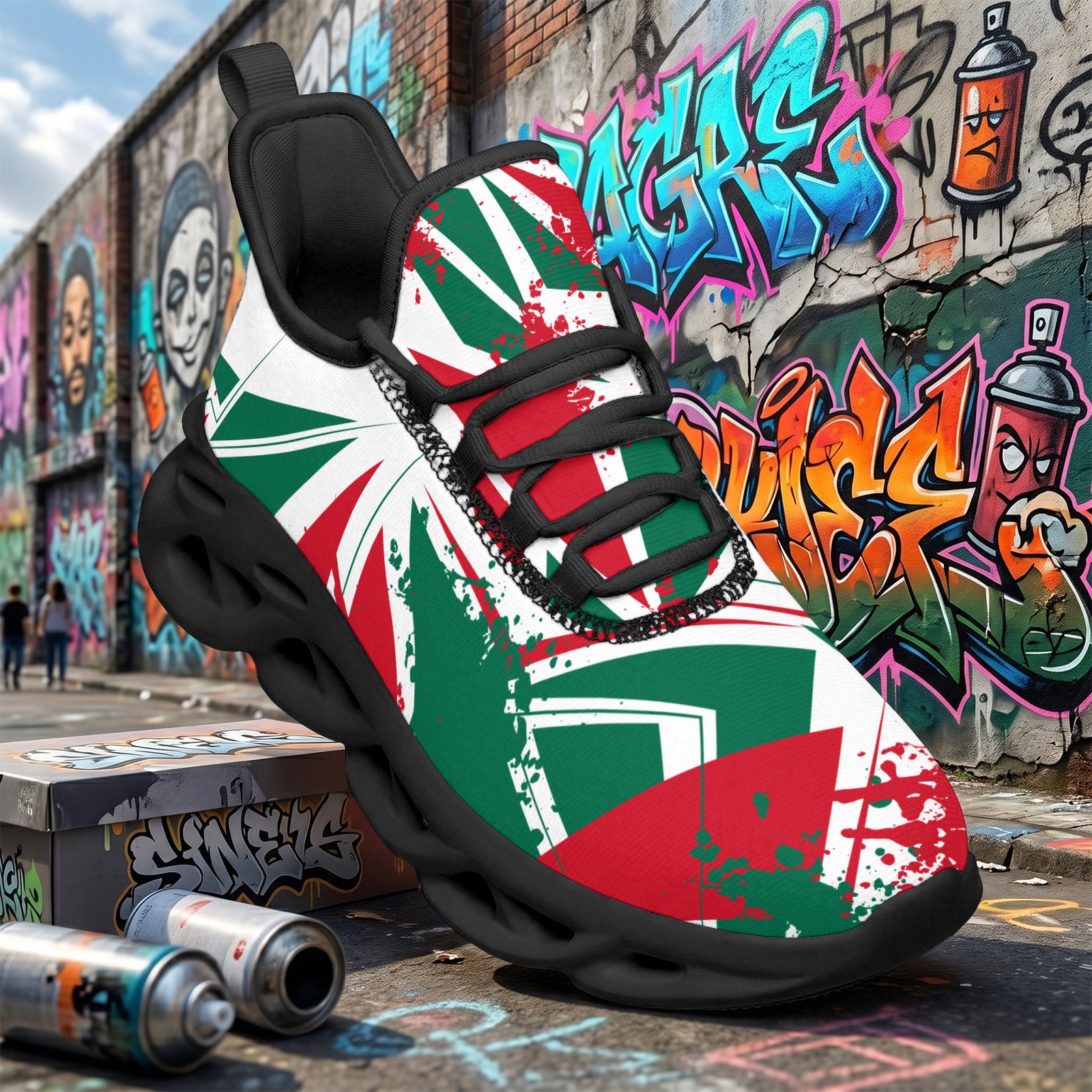 Custom Mexico 2026 World Cup Sneakers DIY Country Flag Running Shoes Lightweight Sport Shoes Gift for Football Fans Personalized Team Name and Logo FN003-F009147-2