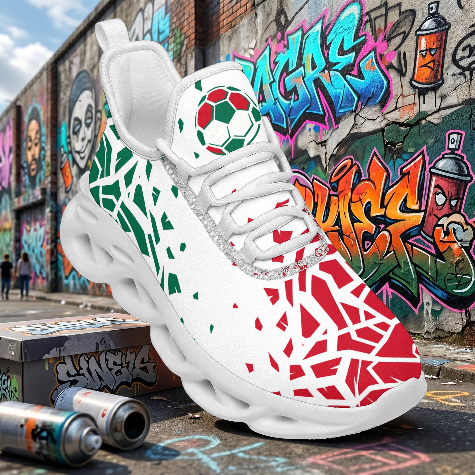 Custom Mexico 2026 World Cup Sneakers DIY Country Flag Running Shoes Lightweight Sport Shoes Gift for Football Fans Personalized Team Name and Logo FN003-F009147-3