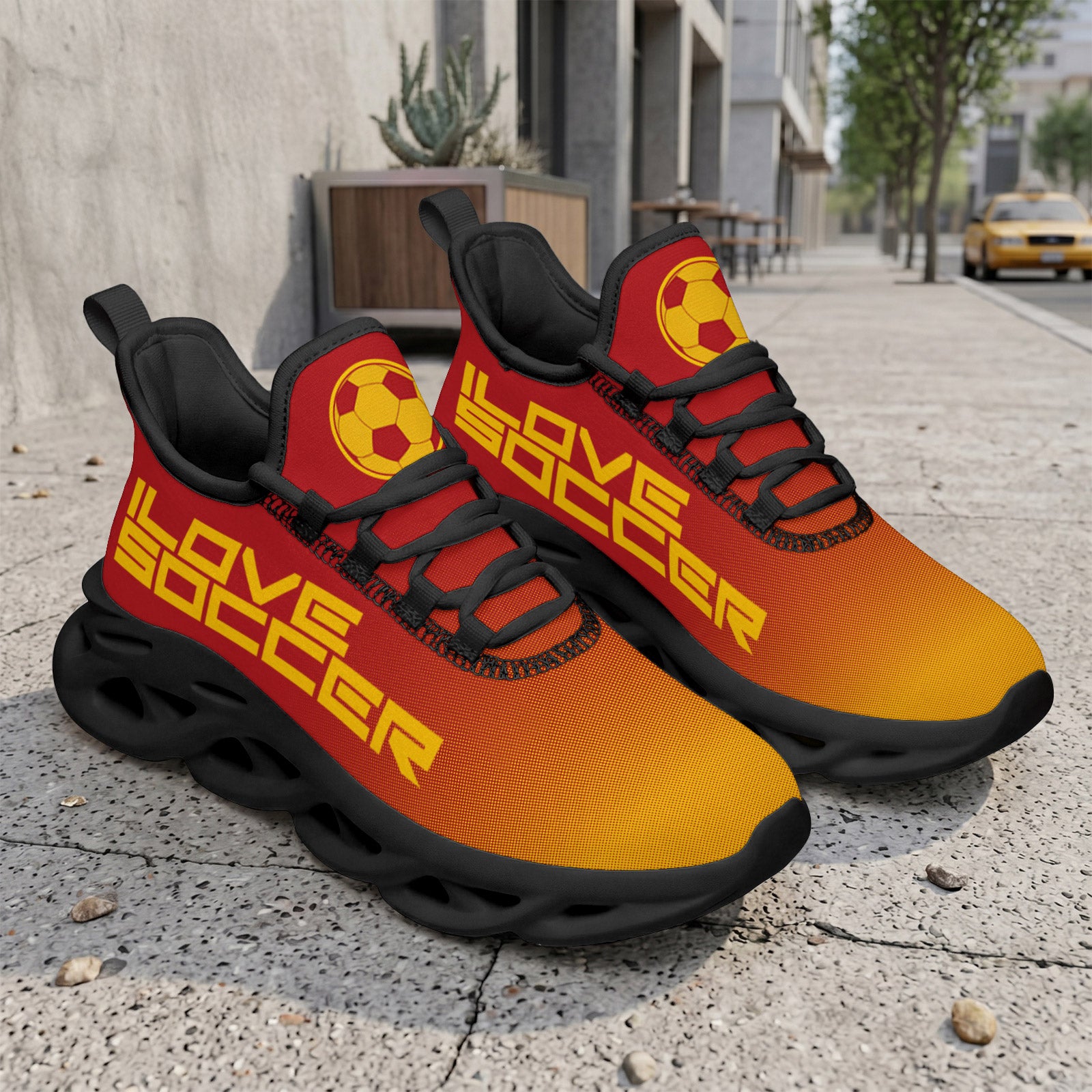 Custom Spain 2026 World Cup Sneakers DIY Country Flag Running Shoes Lightweight Sport Shoes Gift for Football Fans Personalized Team Name and Logo FN003-F009148-10
