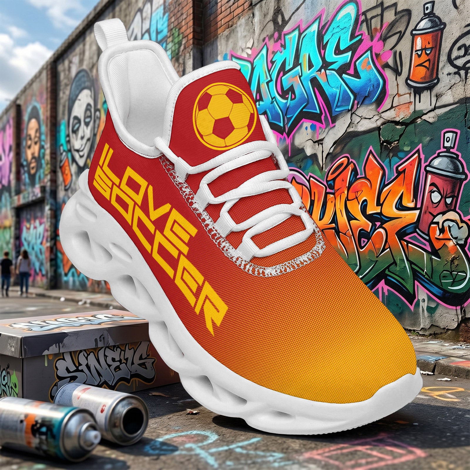 Custom Spain 2026 World Cup Sneakers DIY Country Flag Running Shoes Lightweight Sport Shoes Gift for Football Fans Personalized Team Name and Logo FN003-F009148-10