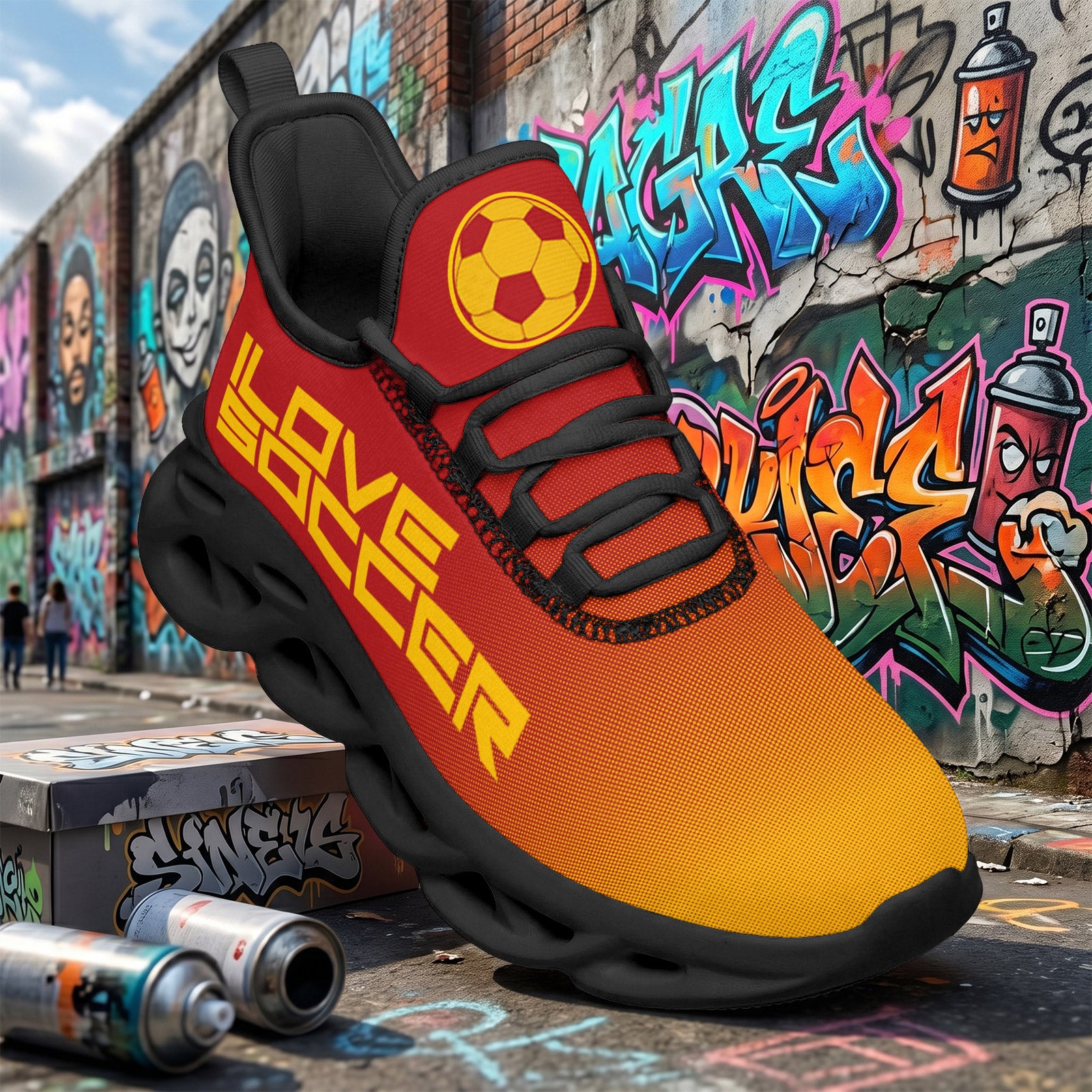 Custom Spain 2026 World Cup Sneakers DIY Country Flag Running Shoes Lightweight Sport Shoes Gift for Football Fans Personalized Team Name and Logo FN003-F009148-10