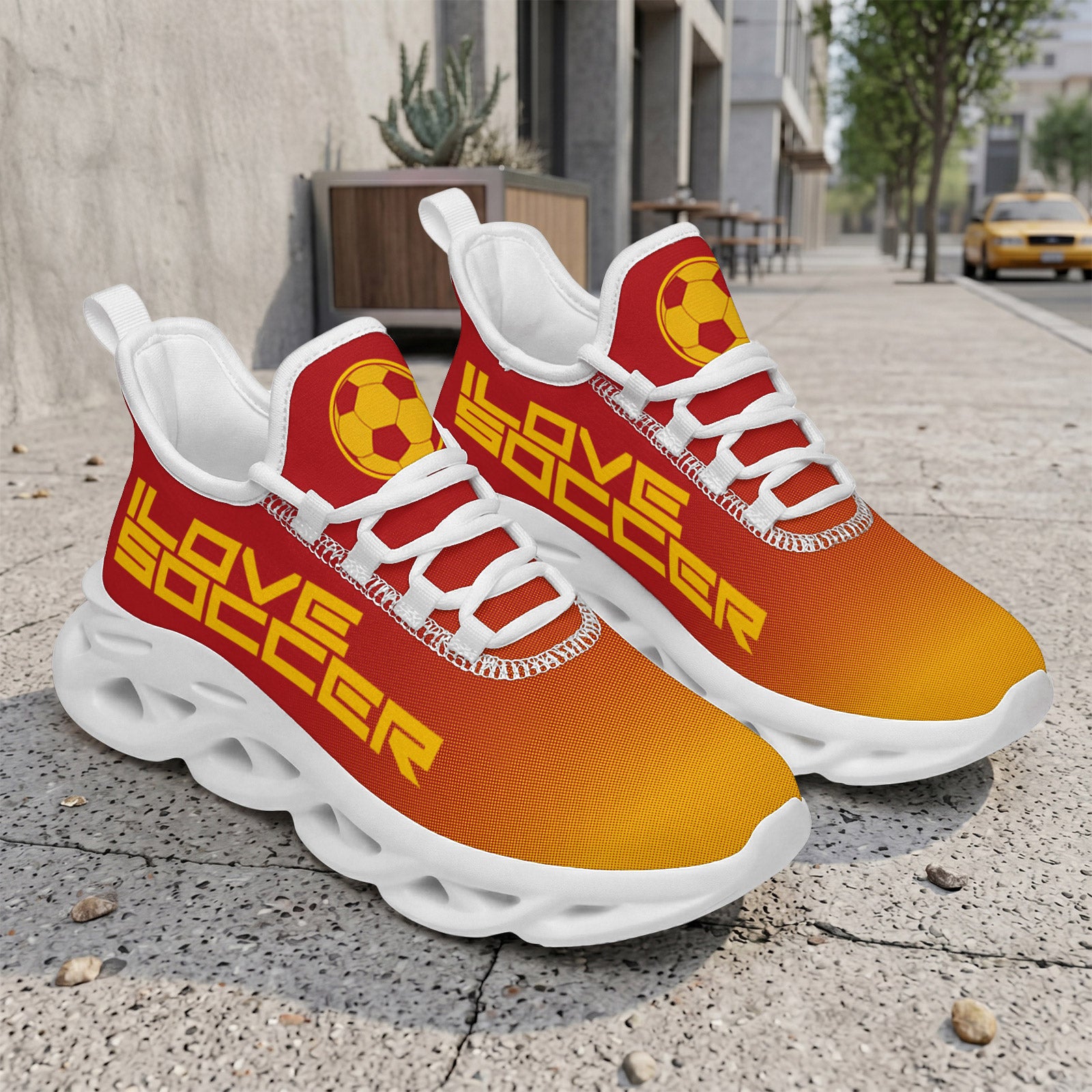Custom Spain 2026 World Cup Sneakers DIY Country Flag Running Shoes Lightweight Sport Shoes Gift for Football Fans Personalized Team Name and Logo FN003-F009148-10
