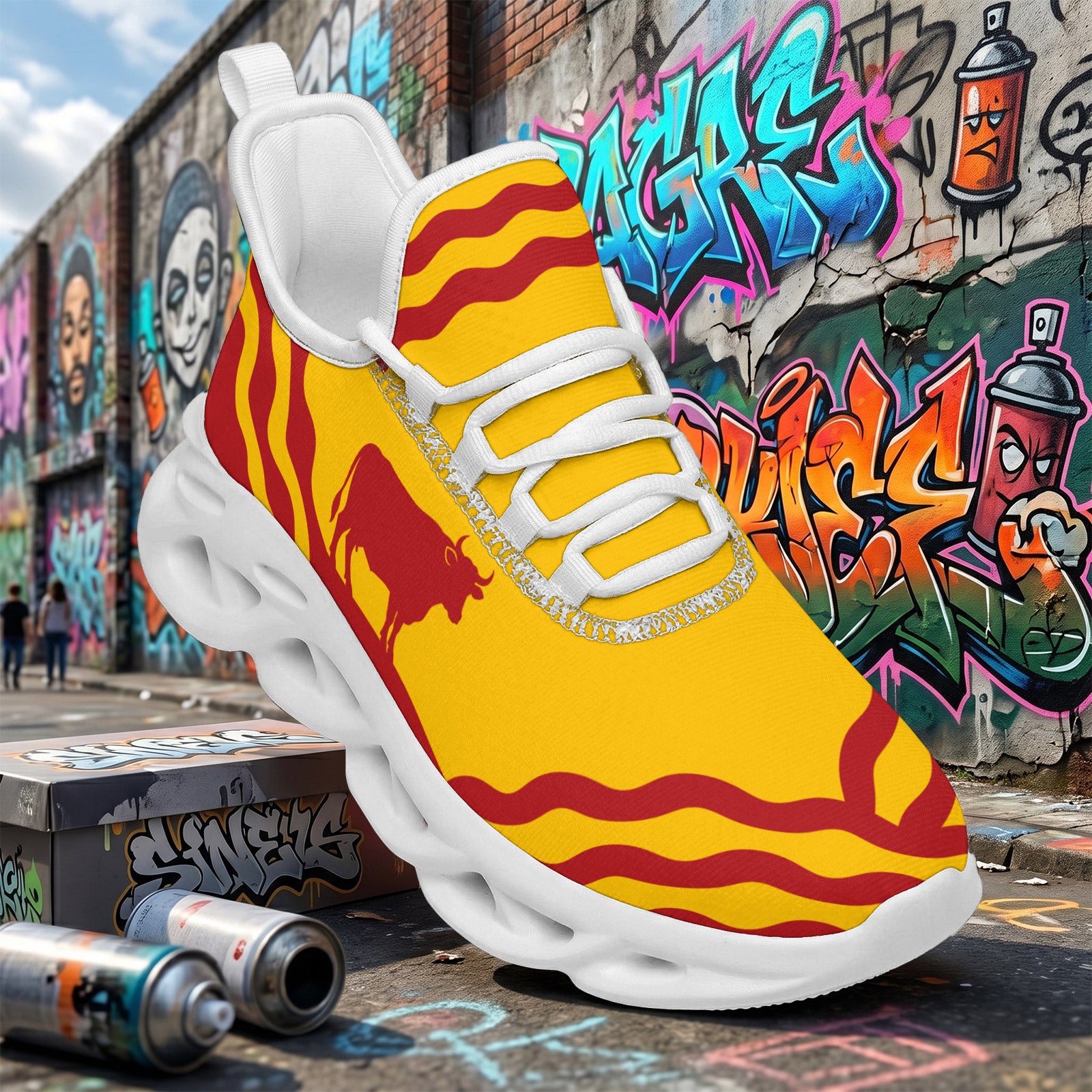 Custom Spain 2026 World Cup Sneakers DIY Country Flag Running Shoes Lightweight Sport Shoes Gift for Football Fans Personalized Team Name and Logo FN003-F009148-1