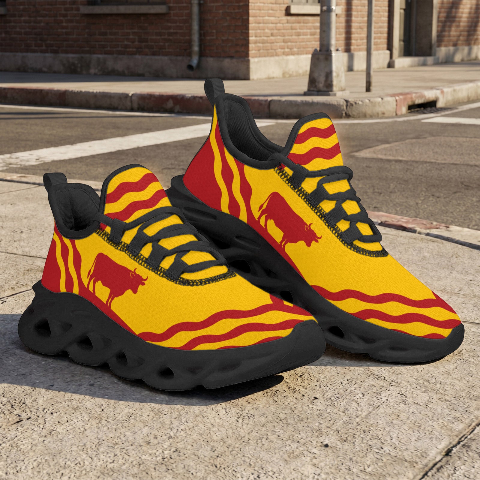 Custom Spain 2026 World Cup Sneakers DIY Country Flag Running Shoes Lightweight Sport Shoes Gift for Football Fans Personalized Team Name and Logo FN003-F009148-1