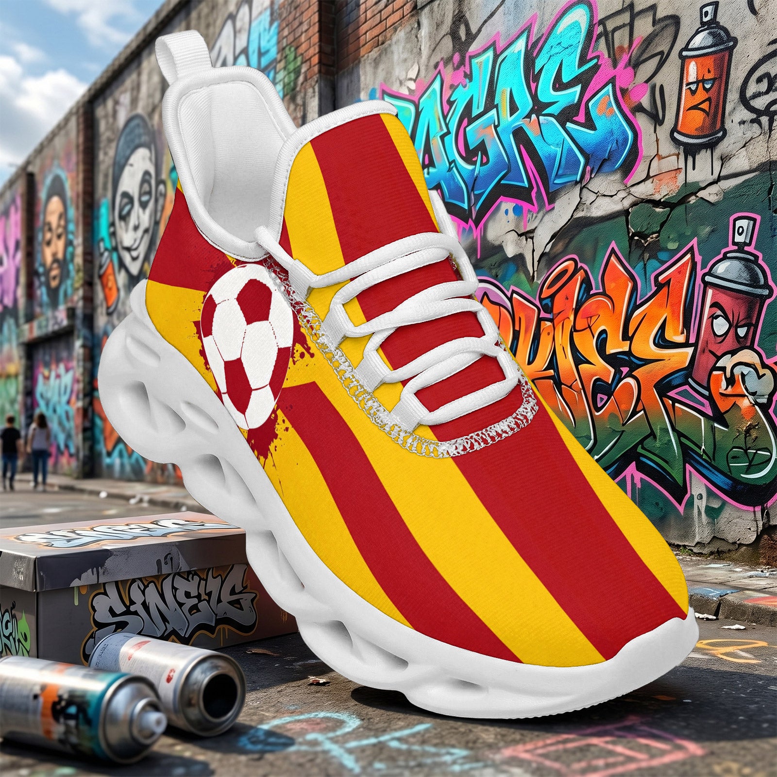 Custom Spain 2026 World Cup Sneakers DIY Country Flag Running Shoes Lightweight Sport Shoes Gift for Football Fans Personalized Team Name and Logo FN003-F009148-3