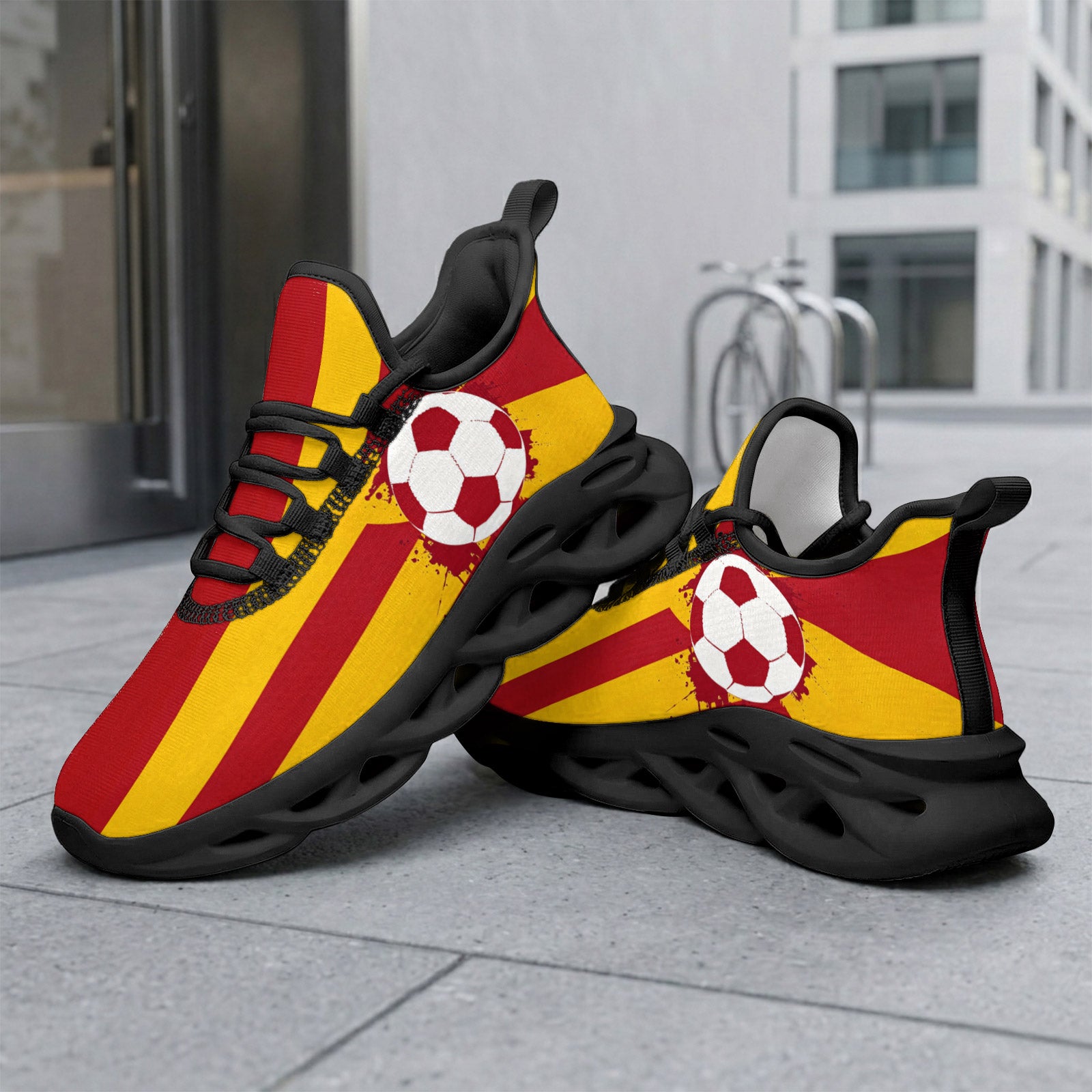 Custom Spain 2026 World Cup Sneakers DIY Country Flag Running Shoes Lightweight Sport Shoes Gift for Football Fans Personalized Team Name and Logo FN003-F009148-3
