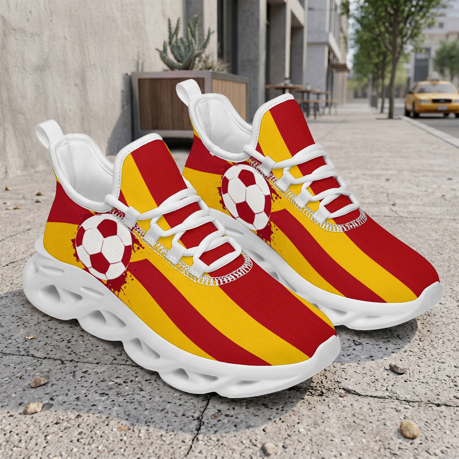 Custom Spain 2026 World Cup Sneakers DIY Country Flag Running Shoes Lightweight Sport Shoes Gift for Football Fans Personalized Team Name and Logo FN003-F009148-3